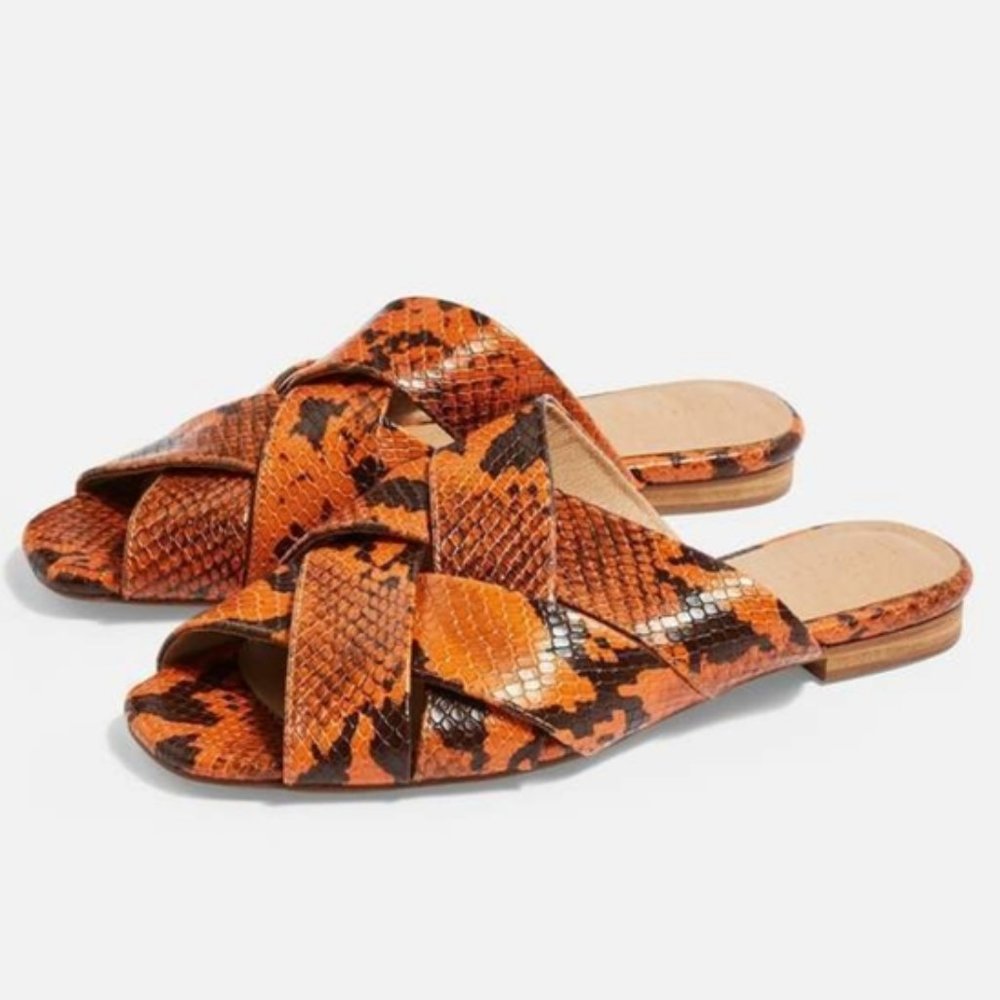 Topshop Orange Snakeskin Sandals